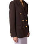 Elisabetta Franchi Brown Double Breasted Blazer