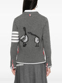 Thom Browne Geese Jersey Intarsio Cardigan squadrato con scollo a V in lana merino con righe a 4 barre