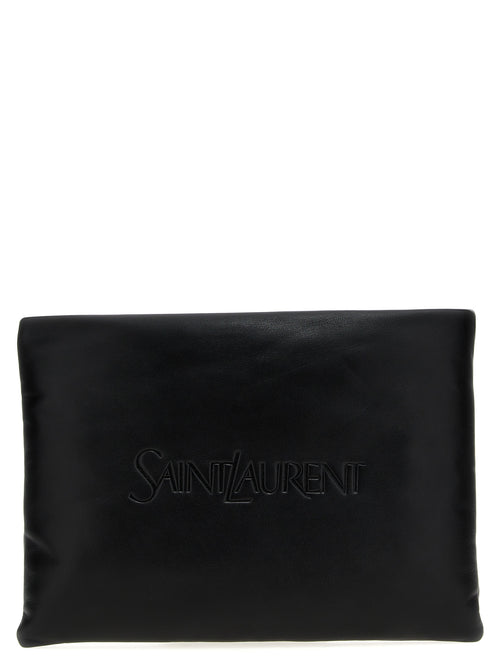 Saint Laurent Logo Padded Clutch Bag
