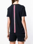 Thom Browne Relaxed Fit Short Sleeve Tee W/ Center Back Rwb Stripe In Classic Pique