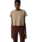 Elisabetta Franchi Beige Cropped T Shirt With Lettering
