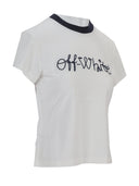T-shirt aderente con logo emb Script bianco sporco Bianco Blu Ir