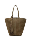 Golden Goose Shopping 24,7 Ns Wildlederkörper mit Nappafransen und Perlen aus silbernen Metalldetails