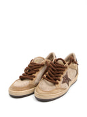 Golden Goose Ballstar Suede Upper Toe Tongue And Spur Glitter Star Leather Heel