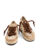 Golden Goose Ballstar Suede Upper Toe Tongue And Spur Glitter Star Leather Heel