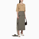 La jupe en laine blanche / noire avec train latéral