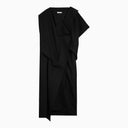 The Row Black Asymmetrical Dress In Wool Blend