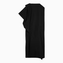 The Row Black Asymmetrical Dress In Wool Blend