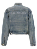Giacca in denim logo Balenciaga