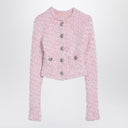Balenciaga Pink Cotton Blend Tweed Cropped Cardigan
