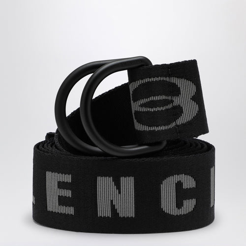 Balenciaga Black/Dark Grey Canvas D Ring Belt