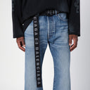 Balenciaga Black/Dark Grey Canvas D Cinturón de anillo