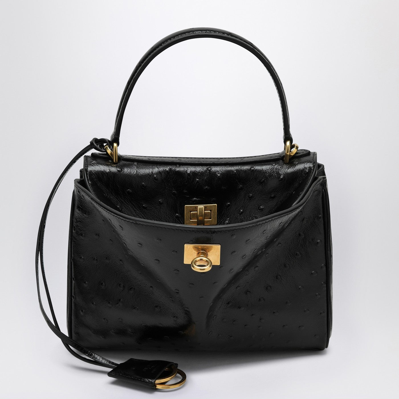 Balenciaga Ostrich Effect Black Small Rodeo Bag | Balardi