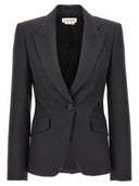 Alexander McQueen Pinstriped Single Blazer