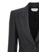 Alexander McQueen Pinstriped Single Blazer