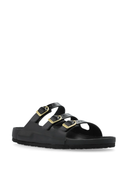 Birkenstock Florida D-spänne Exquisite Shine Black, Natural Lea