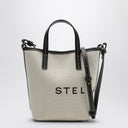 STELLA MC CARTNEY écRU COTON BLEND CANVAS TOTE BAM con logo
