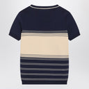Valentino Blue Ribbed Top With Chez Valentino Embroidery