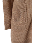 Fabiana Filippi Cardigan Oversize In Fettuccia Cotone Punto Brillante Color Acero