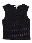 Twin Set Girl Top In Jersey A Costina Con Dettaglio Borchiette