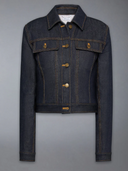 Giacca in denim Thom Browne Shrunken Fit in denim con cimosa giapponese