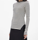 Ann Demeulemeester Oke Wrinkled Cropped Long Sleeve Top Brushed Strip