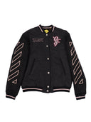 Off White Ow Patch Varsity Gris Foncé Fuchsia