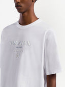 Prada Raised Logo Round Neck T Shirt