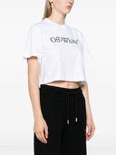 Off White Big Logo Bookish Crop Tee Blanc Noir