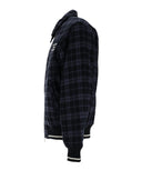 Dr�Le De Monsieur Navy Check Flannel Jacket With Slogan