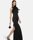 The Attico Long Dress Cady With Ostrich Feathers