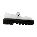 Bumper Chunky Flats In White Leather