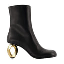 Chain Ankle Boots In Black Leather