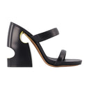 Bulky Slides Off White Black/Yellow Leather