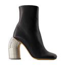 Silver Spring Ankle Boots Off White Leather Black/ Silver