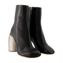 Silver Spring Ankle Boots Off White Leather Black/ Silver