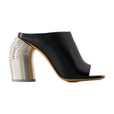 Silver Spring Mules Off White Leather Black/Silver