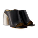 Silver Spring Mules Off White Leather Black/Silver