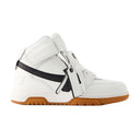 Out Of Office Mid Top Sneakers Off White Leather White/Black