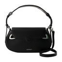 Clam Hobo Bag Off White Leather Black