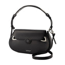 Clam Hobo Bag Off White Leather Black