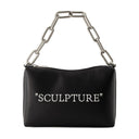 Block Quote Bag Off White Leather Black/ Silver