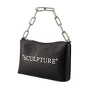 Block Quote Bag Off White Leather Black/ Silver