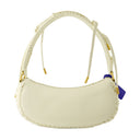 Edge Weaving Shoulder Bag Off White Leather Beige