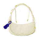Edge Weaving Shoulder Bag Off White Leather Beige