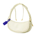 Edge Weaving Shoulder Bag Off White Leather Beige
