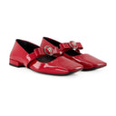 Gianni Ribbon Flat Shoes Versace Leather Red