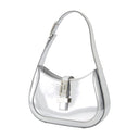 Pequeña bolsa de hombro Versace de cuero plateado