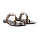 Blahir Flat Sandals Giuseppe Zanotti Leather Brown