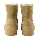Chunky Sole Lace Up Boots In Beige Leather